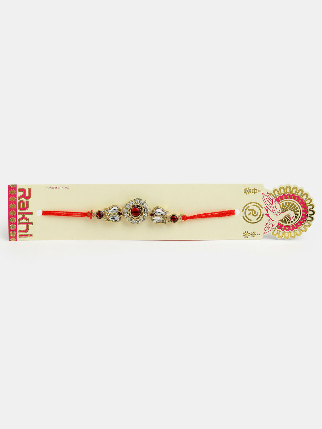 NVR Men Set of 2 Gold-Toned Stone-Studded Rakhi With Roli Chawal | Grocsy