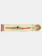 NVR Men Set of 2 Gold-Toned Stone-Studded Rakhi With Roli Chawal | Grocsy