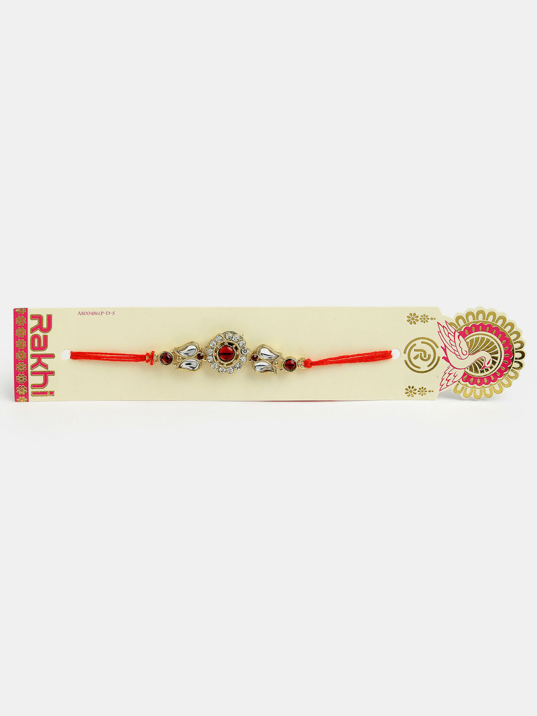 NVR Men Set of 2 Gold-Toned Stone-Studded Rakhi With Roli Chawal | Grocsy