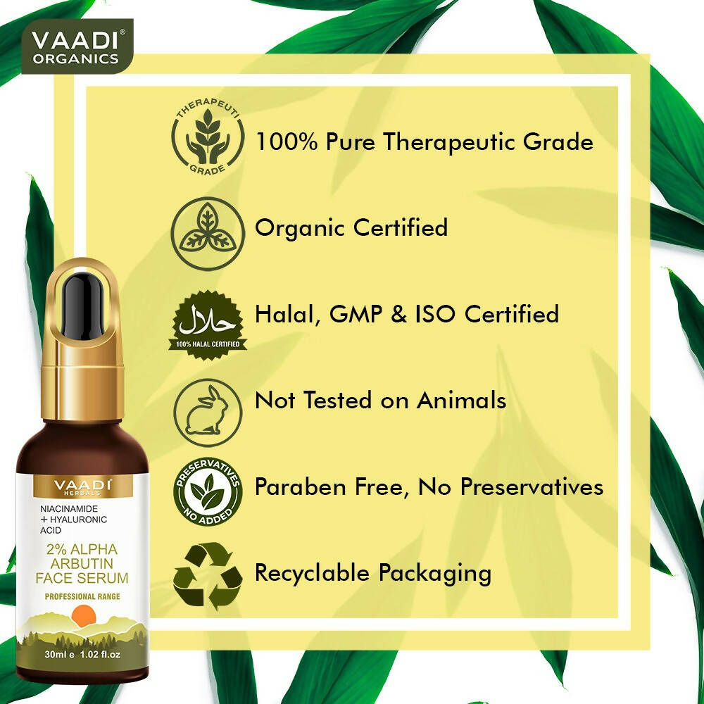 Vaadi Herbals 2% Alpha Arbutin Face Serum With Niacinamide & Hyaluronic Acid | Grocsy