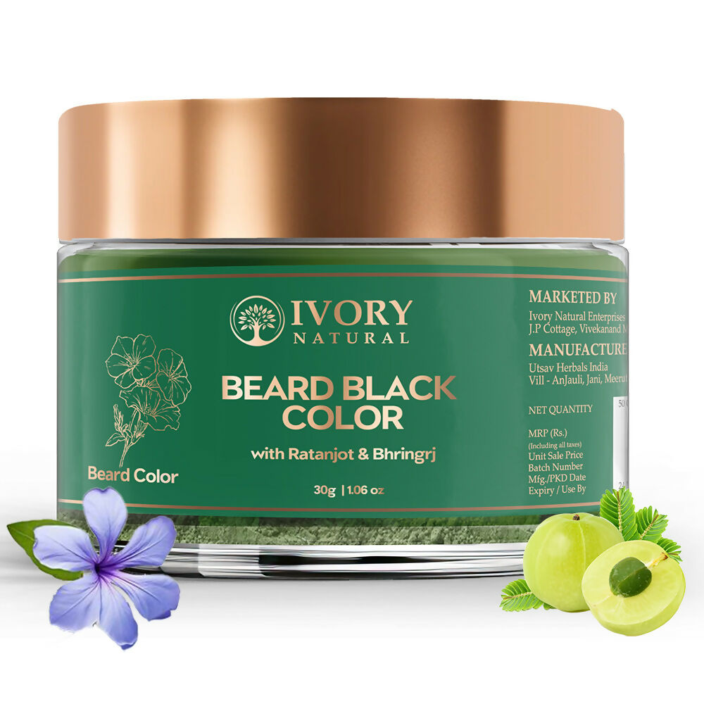 Ivory Natural Beard Black Color Organic - Instant Natural Plant Based Beard Color Powder | Grocsy