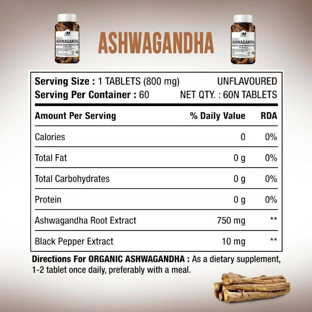 BM Wellness Ashwagandha Organic 800 mg Tablets | Grocsy