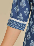Aramya Straight Soft Cotton Floral Print Women's Kurta - Blue | Grocsy