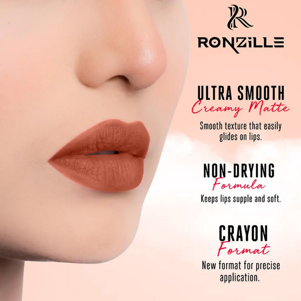Ronzille Long Stay Matte Lip Crayon - Soft Peach | Grocsy