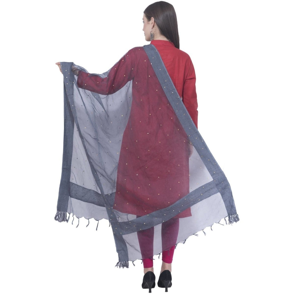 A R Silk Gray Color Chandna Orgenza Cotton Dupattas and Chunnis | Grocsy