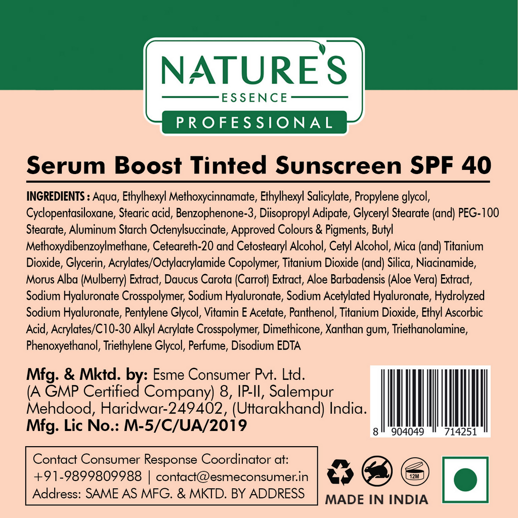 Nature's Essence Professional Serum Boost Tinted Sunscreen SPF 40 PA+++ | Grocsy