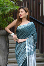 Beatitude Blue Cotton Tanchori Handloom Saree | Grocsy