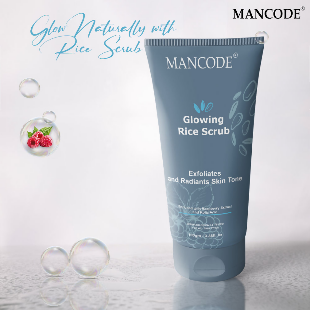 Mancode Glowing Rice Face Scrub For Exfoliates And Radiants Skin Tone | Grocsy