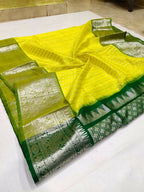 DEIANA'S Beautiful Designer Golden zari Soft Lichi Silk Saree - Yellow | Grocsy