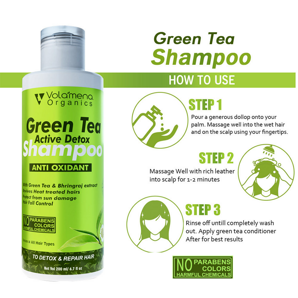 Volamena Green Tea & Bhringraj Shampoo | Grocsy