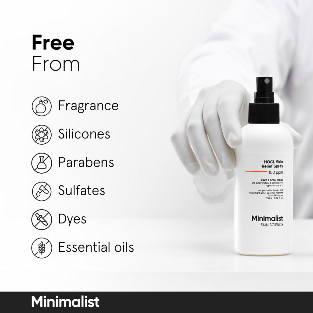 Minimalist HOCL Skin Relief Spray 150 PPM Face & Body Spray | Grocsy