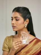 Nuyug 22K Gold-Plated Elegant MOP Studded Ethnic Pearl Drop Stud Earrings | Grocsy