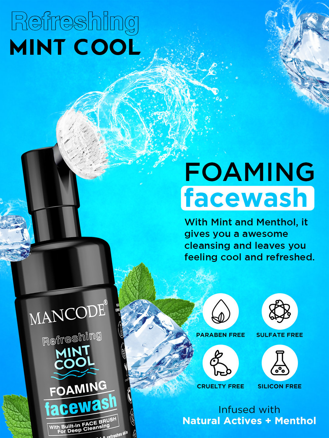 Mancode Refreshing Mint Cool Foaming Face Wash | Grocsy