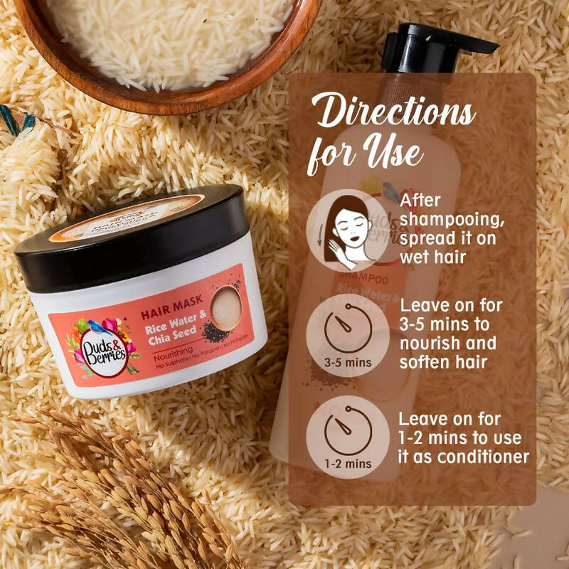 Buds & Berries Nourishing Hair Mask With Rice Water & Chia Seeds | Grocsy