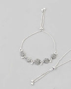 VOJ Set of 2 Traditional Flower Shapped Designer Anklet | Grocsy