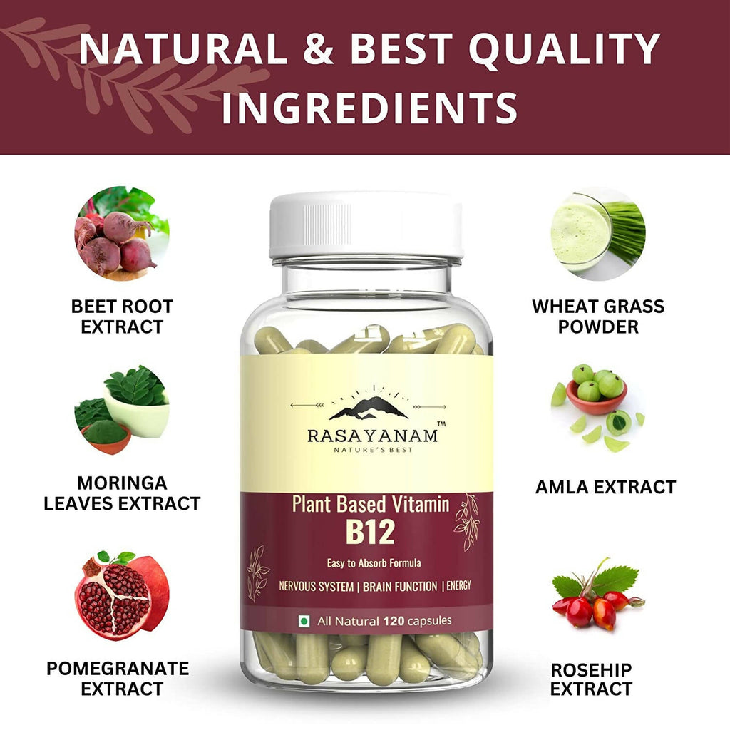 Rasayanam Plant Based Vitamin B12 Capsules for Men & Women | Grocsy