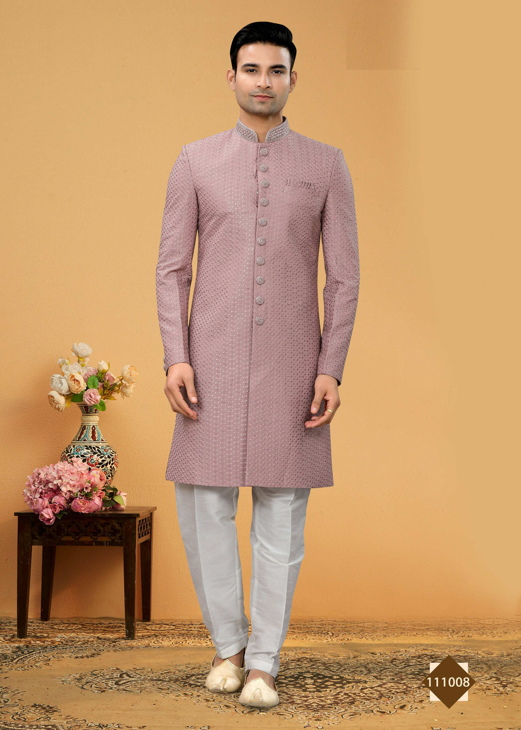 Joban Fashion Men's Light Purple Seltor Plain Kurta Pyjama set | Grocsy