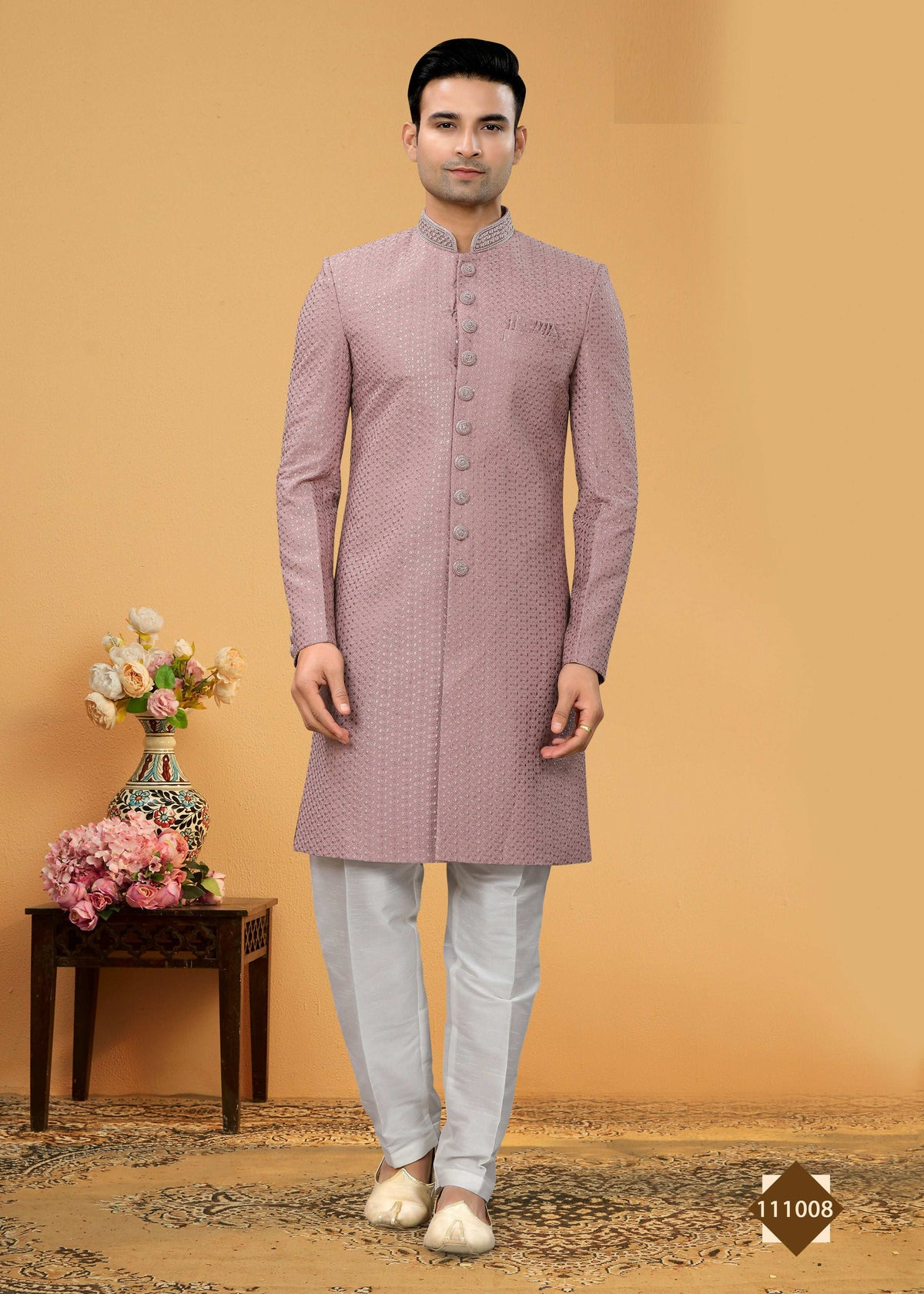 Joban Fashion Men's Light Purple Seltor Plain Kurta Pyjama set | Grocsy