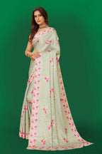 Aayaa Designer Printed Satin Saree - Multi Color | Grocsy
