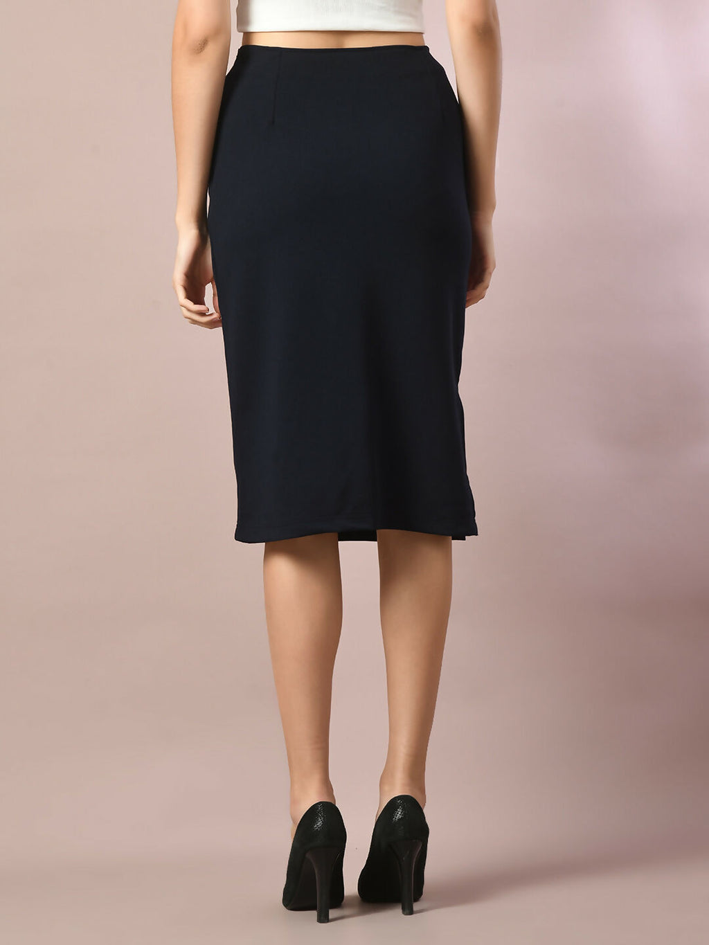 Myshka Women's Blue Solid Knee Length Party Embellished Skirts | Grocsy