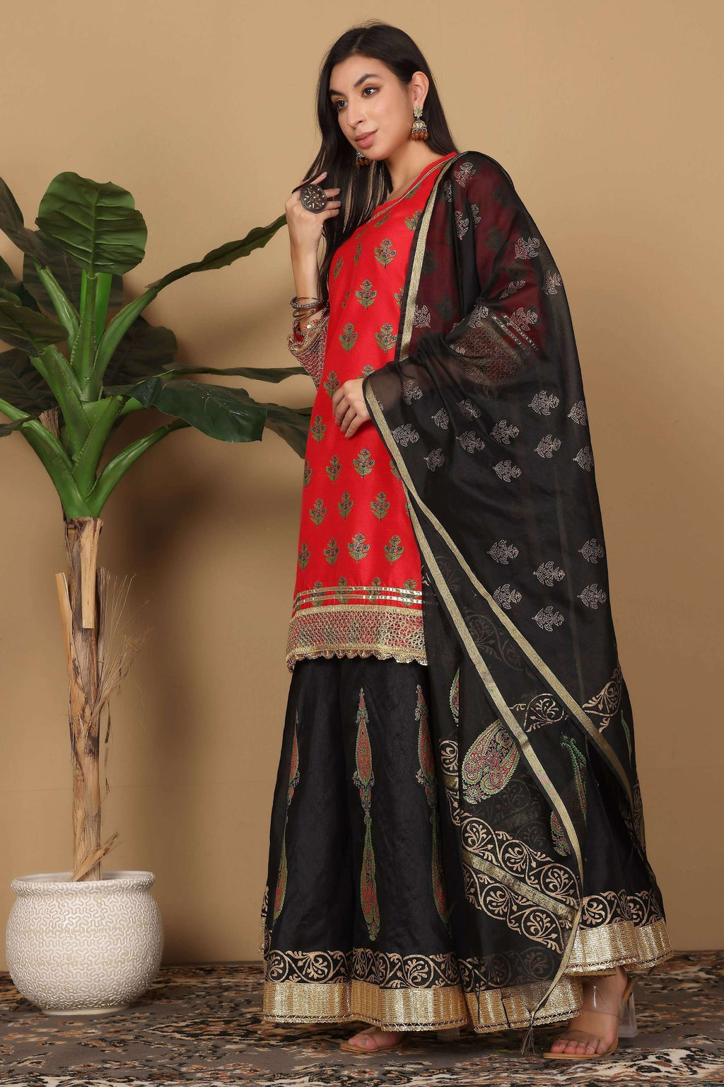 Joban Fashion Red Silk Lehenga Set | Grocsy