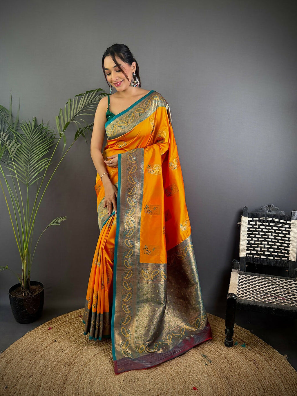 Joban Fashion Grey Peacock Banarasi Silk Sarees | Grocsy