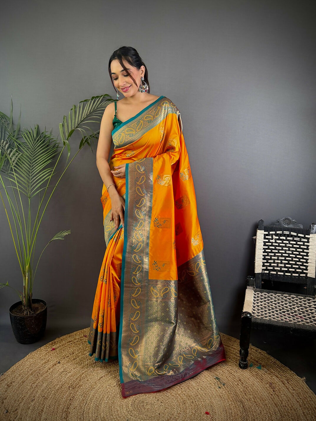 Joban Fashion Grey Peacock Banarasi Silk Sarees | Grocsy