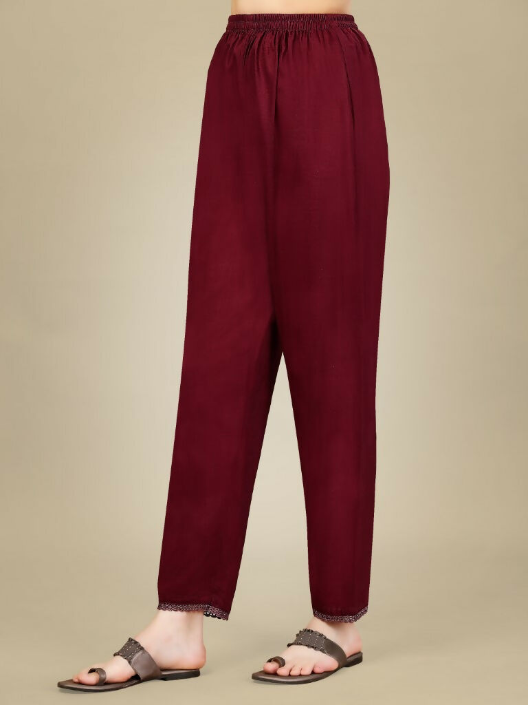 Jyoti Fashion Women's Maroon Silk Blend Embroidery & Sequence work Kurta with Trouser & Dupatta | Grocsy