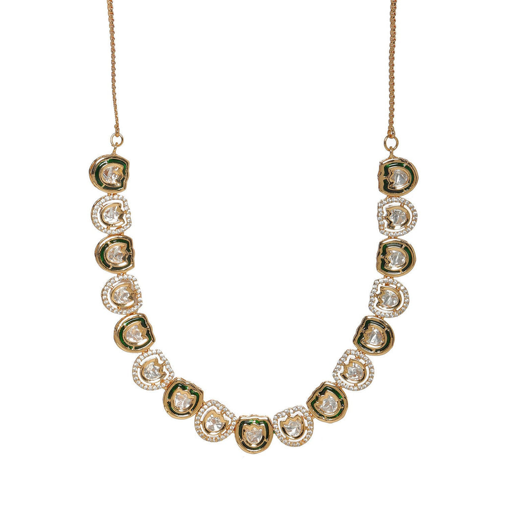 Kundan and Daimond Neckpiece (Gold) - Ruby Raang | Grocsy