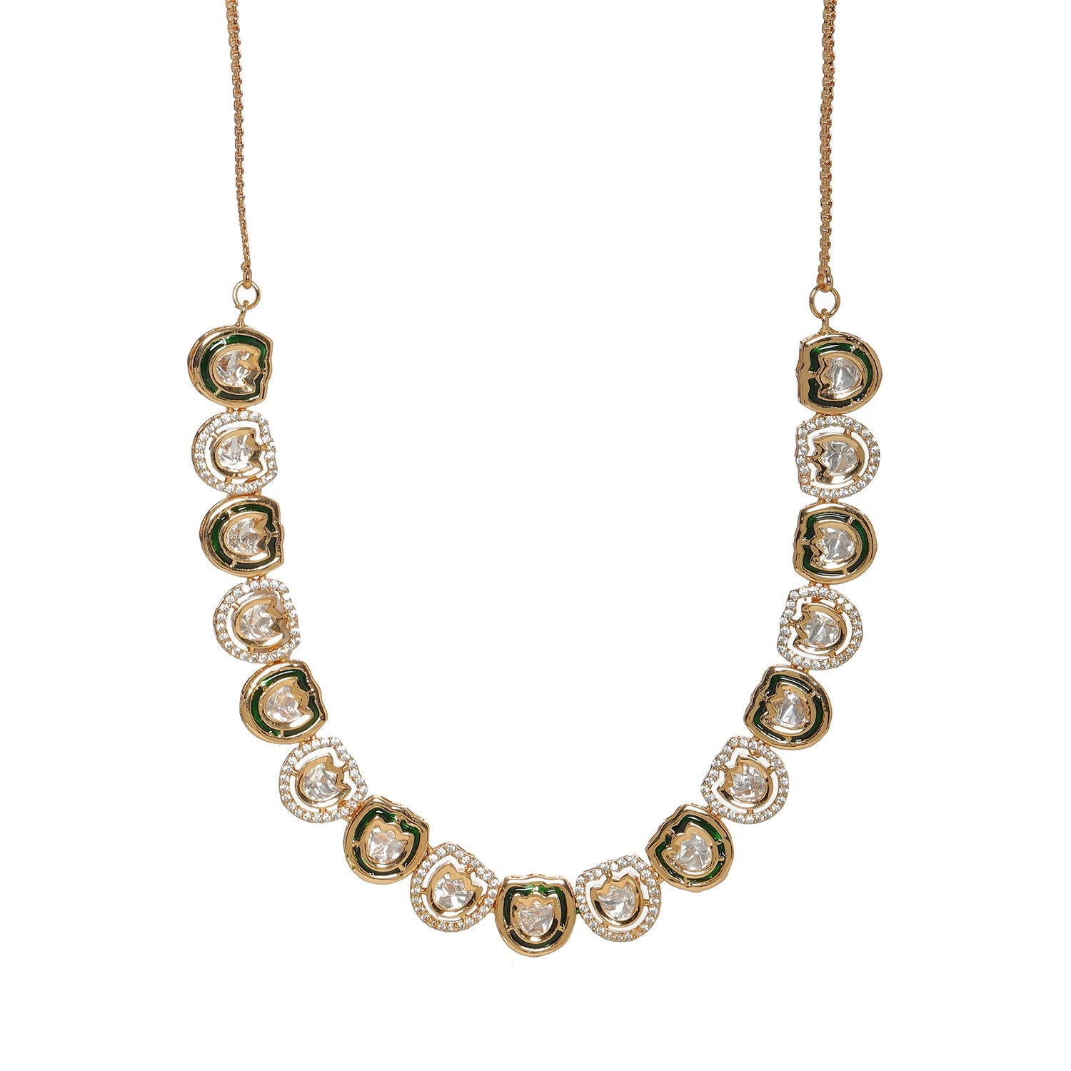 Kundan and Daimond Neckpiece (Gold) - Ruby Raang | Grocsy