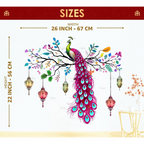 TAGMA GROUP Peacock Wall Sticker Vinyl Colourful Wall Art Decal with Hanging Lanterns | Grocsy