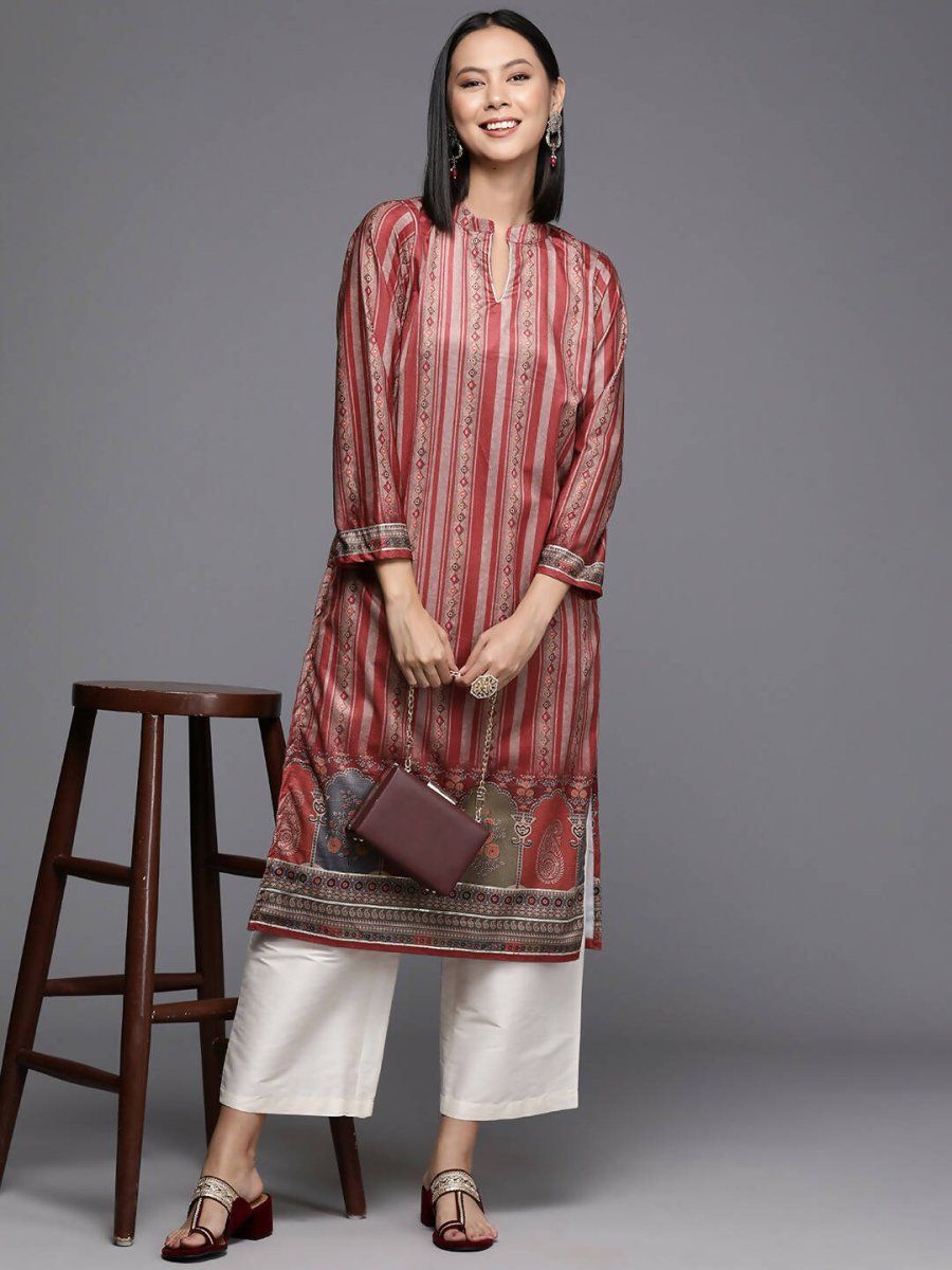 Ahalyaa Women's Traditional wear Kurta - Maroon | Grocsy