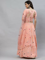 Pink Cotton Embroidered Work Lehenga Choli with Dupatta - Jivika | Grocsy