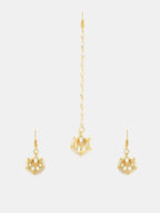 Ruby Raang Kundan Maang Tikka With Earrings | Grocsy