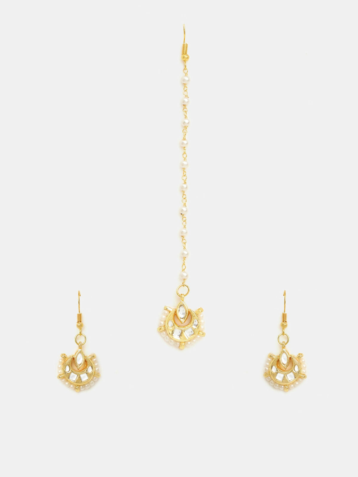 Ruby Raang Kundan Maang Tikka With Earrings | Grocsy