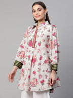 Ahalyaa Women Beige Crepe Digital Floral Print Tunic | Grocsy