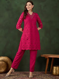 Sangria Embroidered Pure Cotton Kurta & Trouser | Grocsy