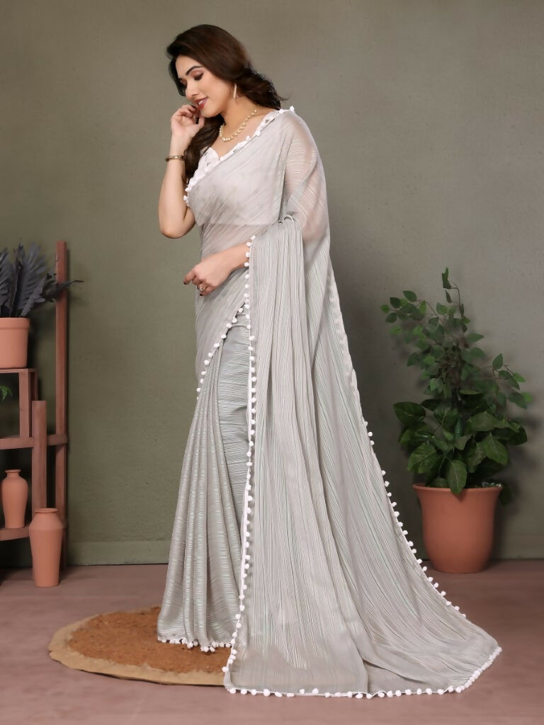Designer Partywear Grey Banglor Fancy Saree - Kanak | Grocsy