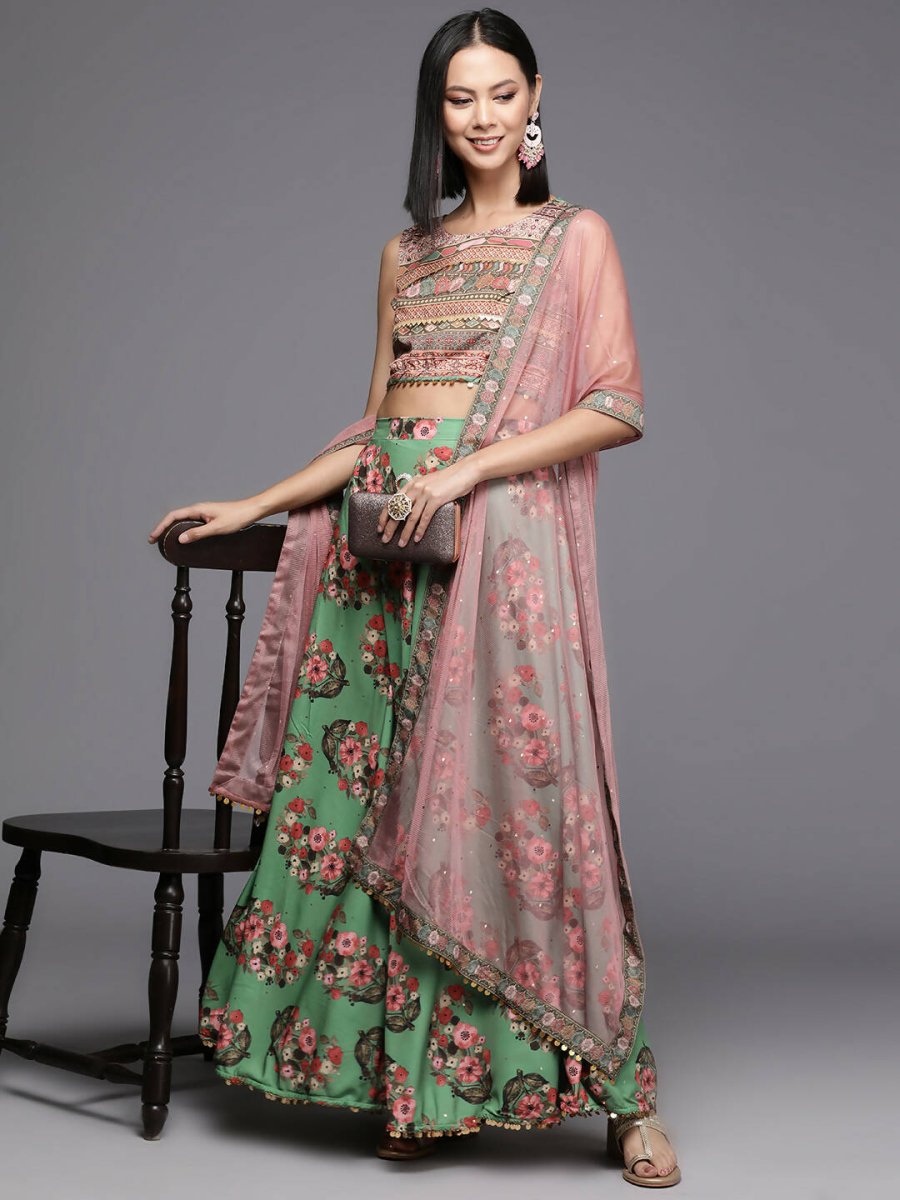 Ahalyaa Women's Traditional wear Lehenga Choli - Green | Grocsy