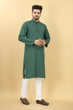Green Viscose Polyester Solid Men's Kurta - Mahotsav | Grocsy
