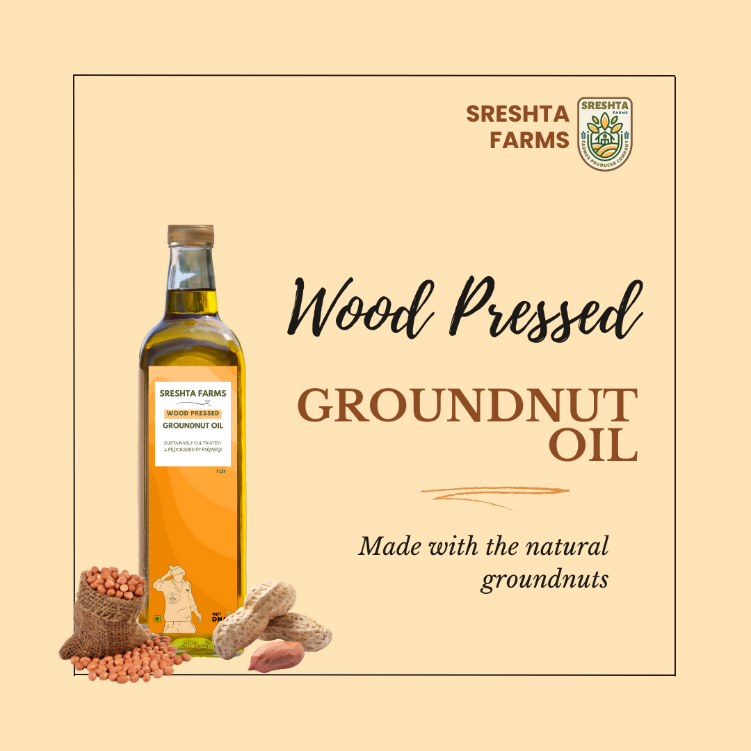 Sreshta Farms Wood Pressed Groundnut Oil | Grocsy