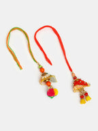 NVR Women Set of 2 Red Beaded Lumba Rakhi With Roli Chawal | Grocsy