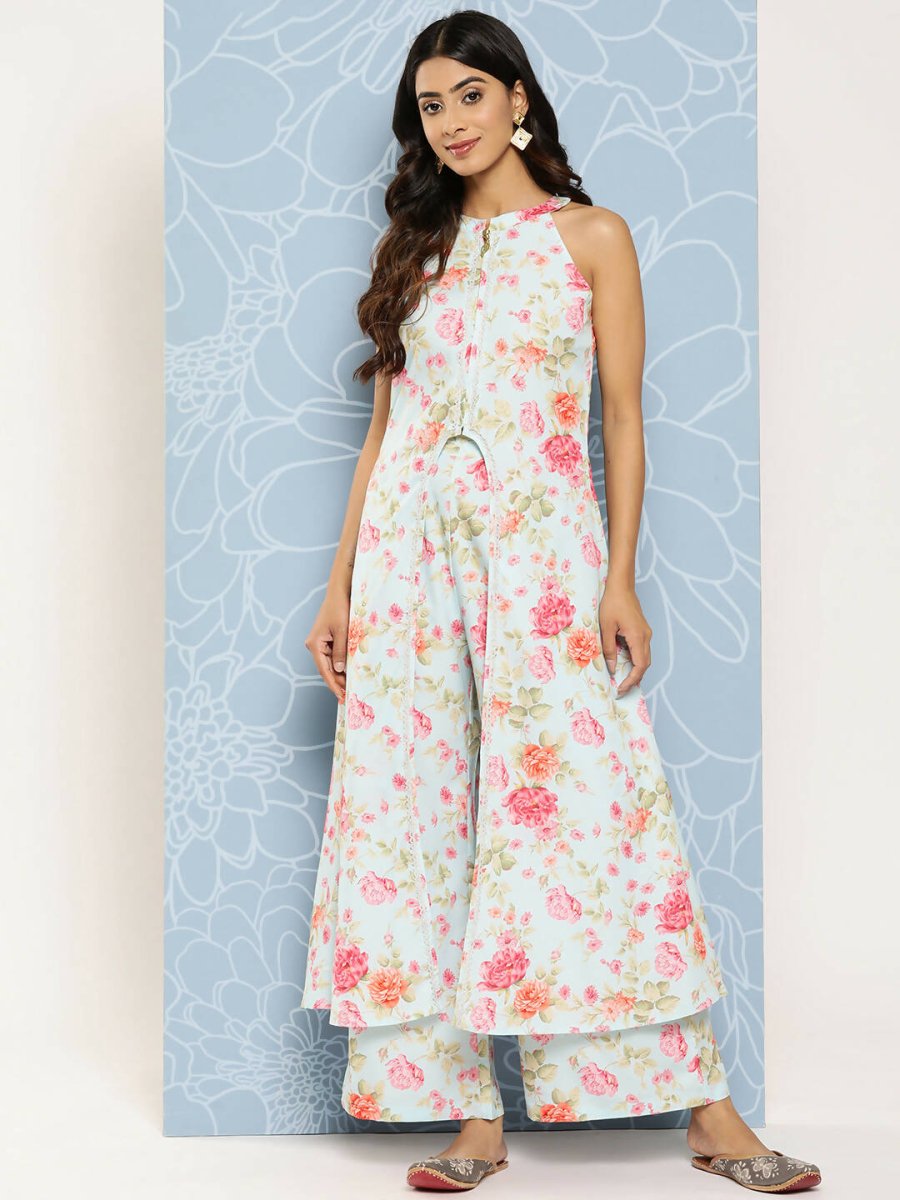 Ahalyaa Women's Traditional wear Co-ords - Blue | Grocsy