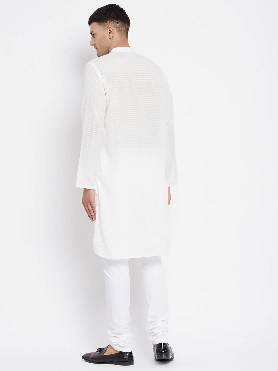 Even Apparels Pure Cotton Men's Kurta With Band Collar in White Color | Grocsy