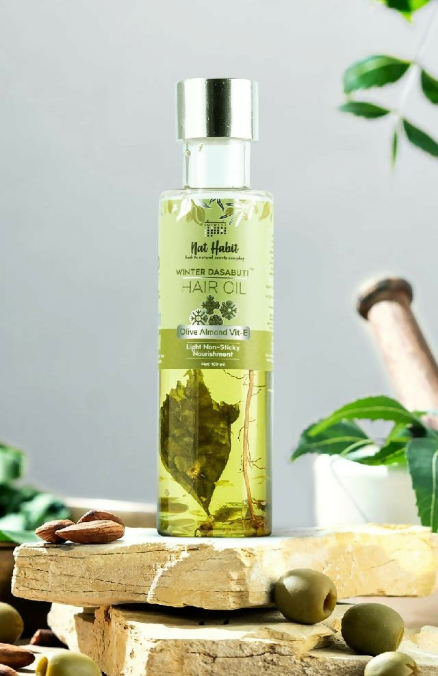 Nat Habit Olive Almond Vit-E Winter Hair Oil | Grocsy