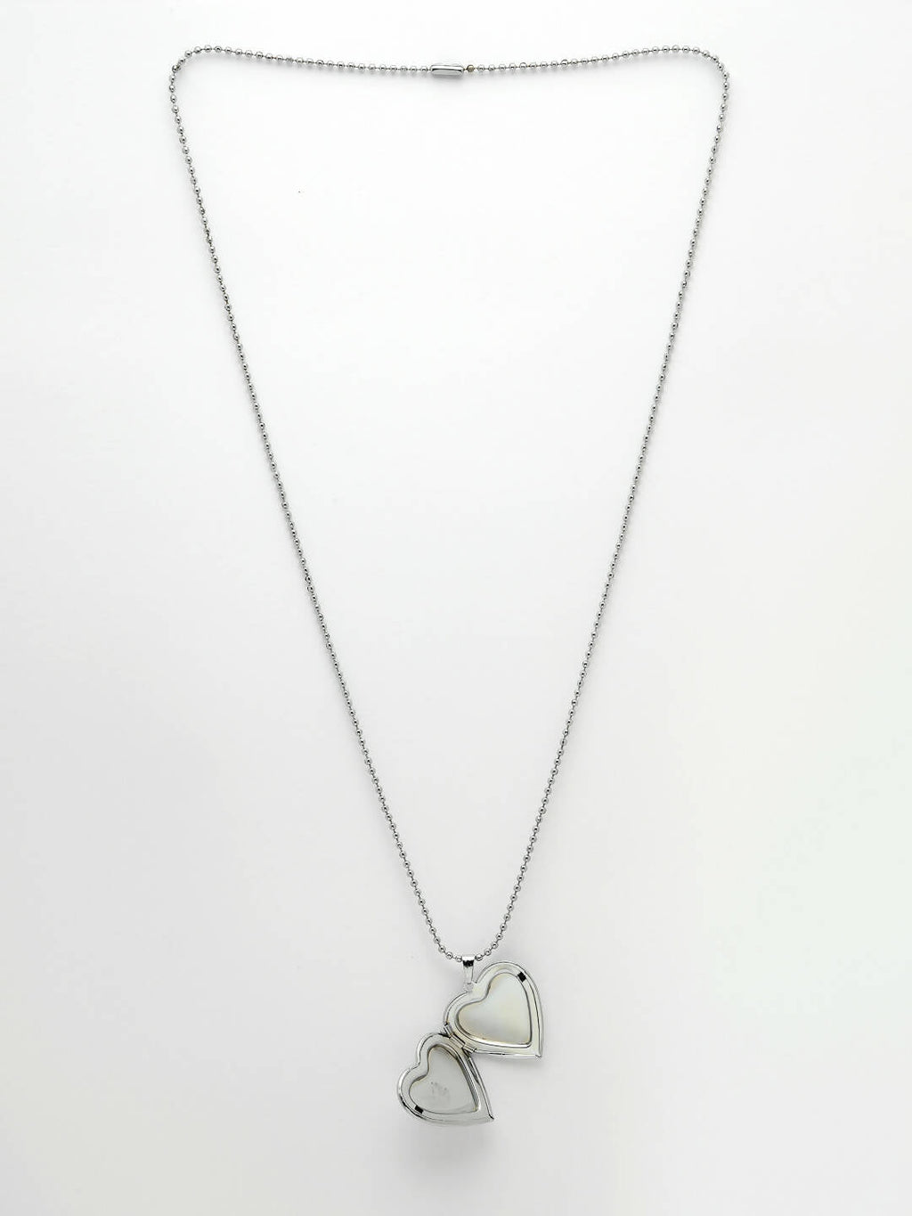 NVR Men Silver Plated Heart Shaped Pendent With Picture Frame And Chain | Grocsy