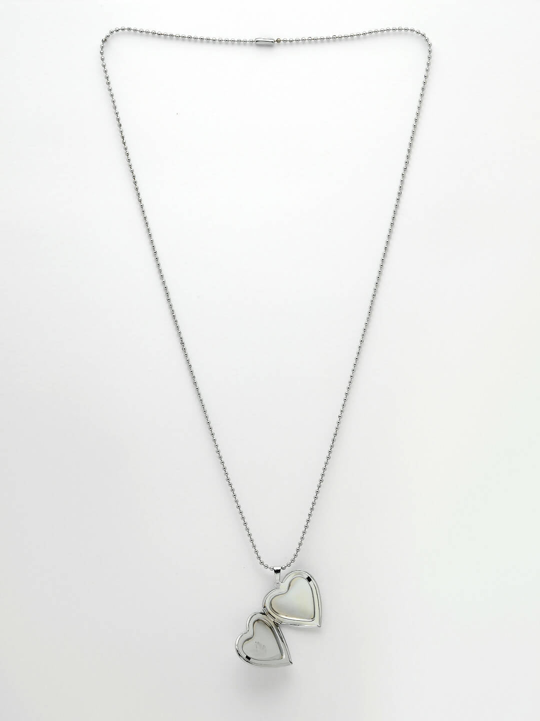 NVR Men Silver Plated Heart Shaped Pendent With Picture Frame And Chain | Grocsy