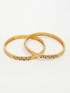 NVR Women Set of 2 Gold Plated CZ Stone Bangle | Grocsy