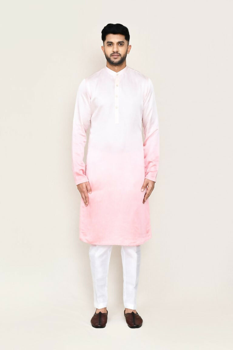 Joban Fashion White Colored Satin Silk Fabric Kurta,Straight Fit Pant | Grocsy