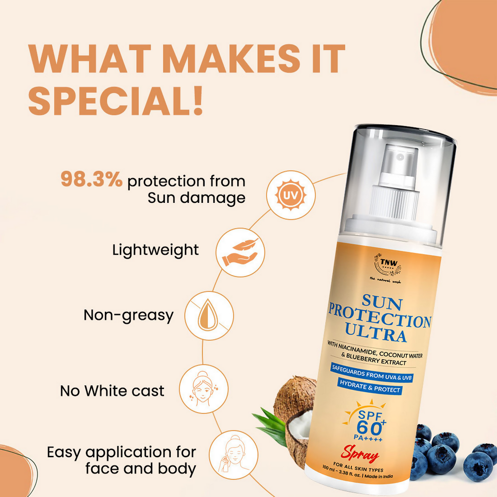 The Natural Wash Sun Defence Sunscreen SPF 60 UVA UVB PA++++ Sunblock Suncream | Grocsy